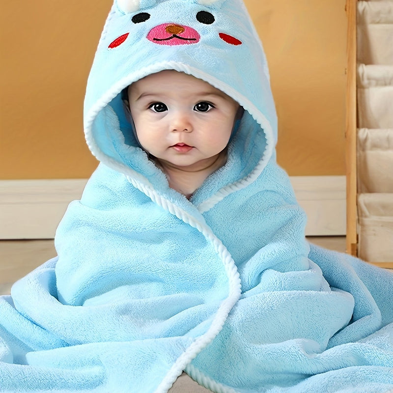 Baby's Animal Pattern Hooded Bathrobe, Multi-functional & Highly Absorbent.