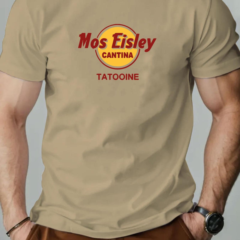 Men's Mos Eisley Cantina Logo Pattern Summer Casual Short-Sleeve T-Shirt.