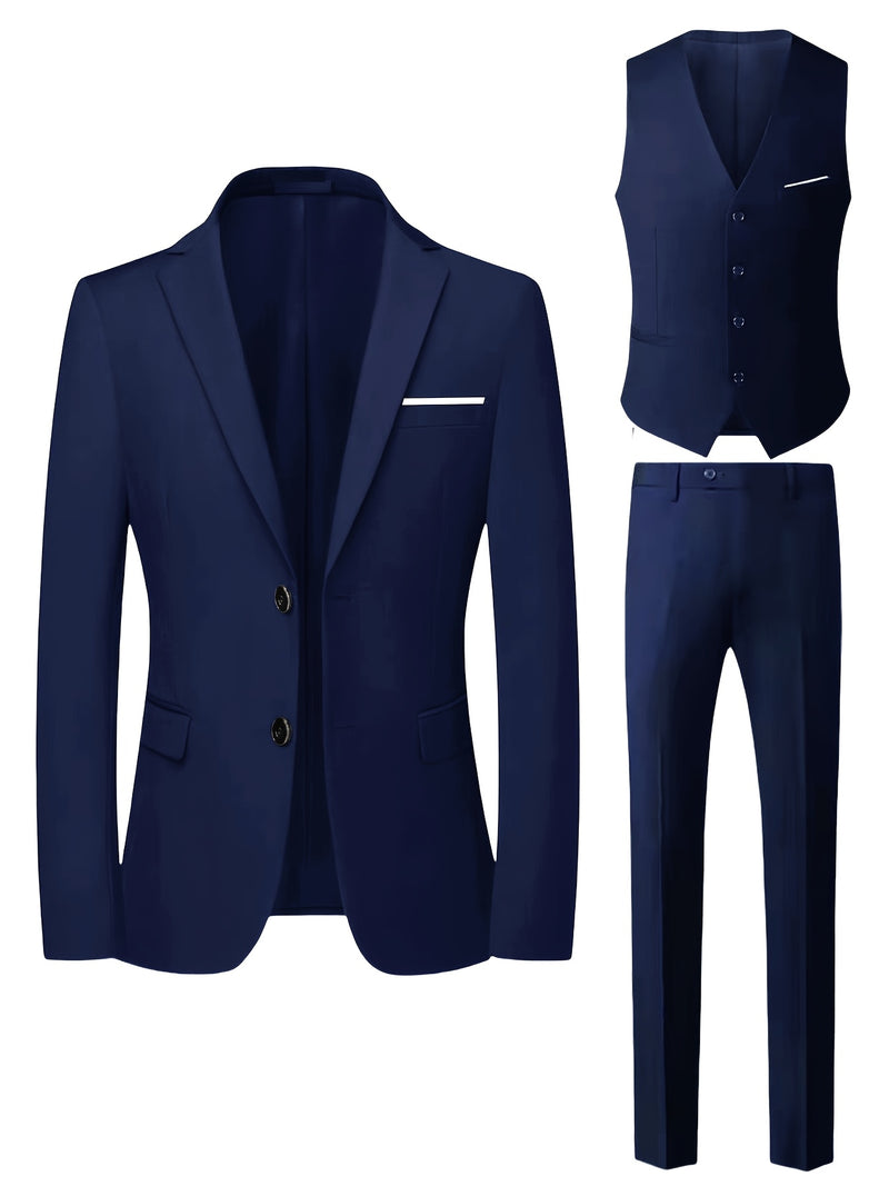 A Men's Three-Piece Suit, Including a Vest, Trousers, And a Jacket.
