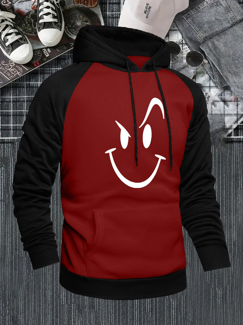 Men's Hooded Sweatshirt with Color Block Design.