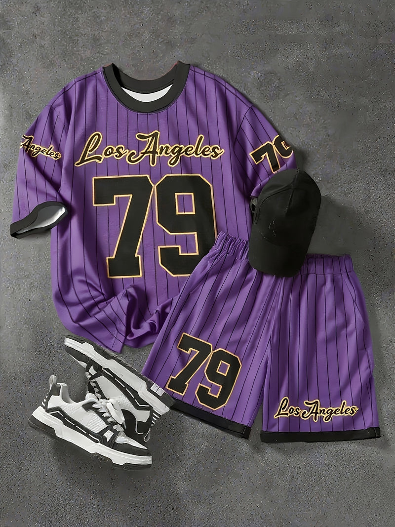 Men's Casual Short Sleeve T-Shirt and Shorts Set.