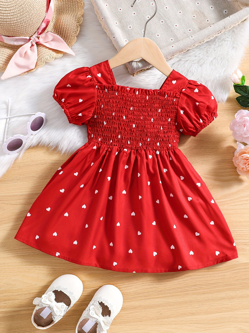 Ramadan Adorable Heart-Print Tunic Dress For Girls.