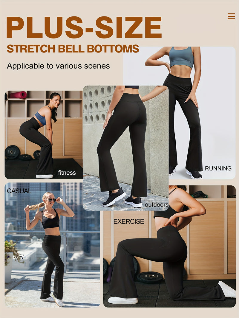 Women’s 2-Pack - Plus Size High-Waisted Flare Pants with Slant Pockets.