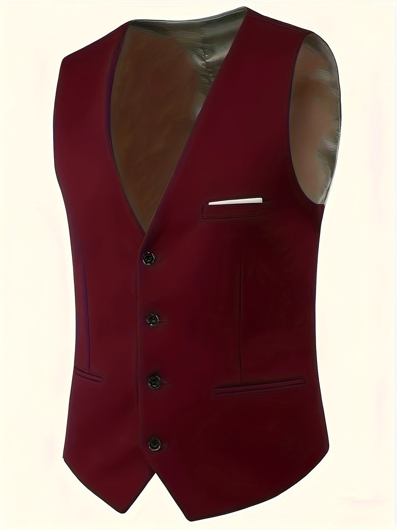 Men's 2pcs Suit, Consisting of a Vest And Dress Pants.