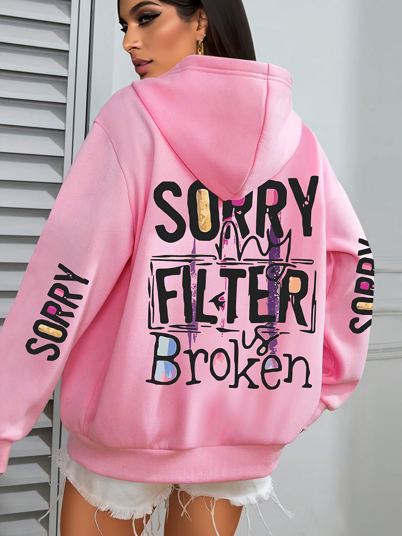 Women’s Sorry Slogan Print Hoodie.