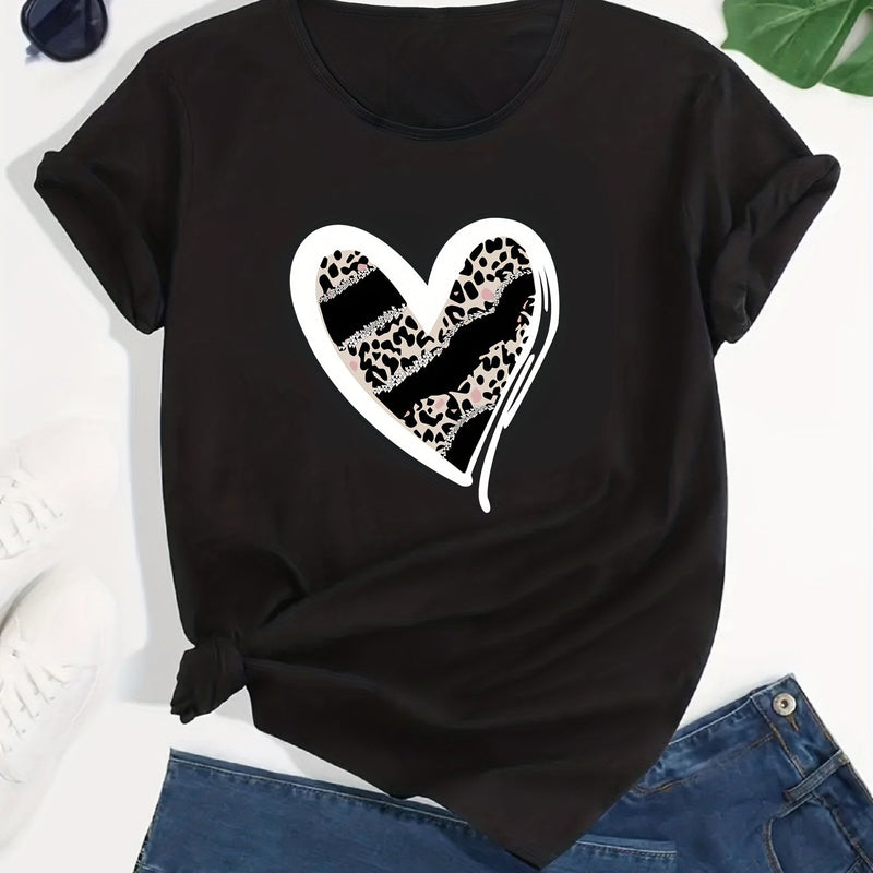 Women’s Casual Sports Loose Heart Graphic T-shirt.