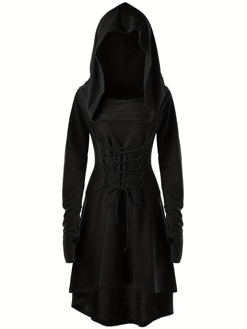 Women's Solid Color Tie-Up Asymmetrical Dress.