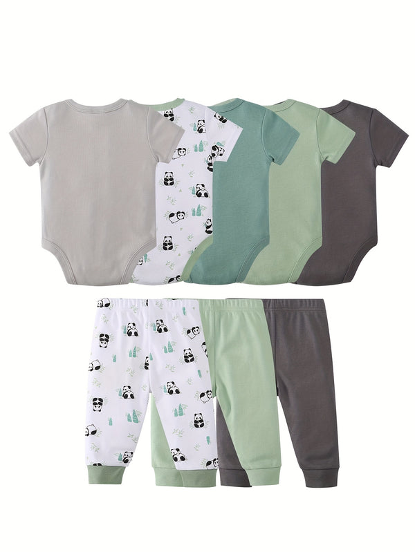 8pcs Set Comfortable and Soft Baby & Kids' Cartoon Panda Print.