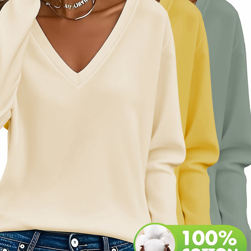 3-Pack Women's Long Sleeve T-shirts.