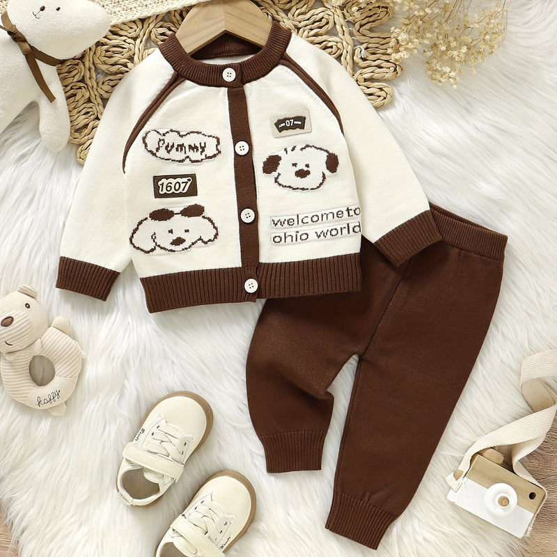 Boys' Stylish and Cute 2pcs Set with Puppy Pattern.