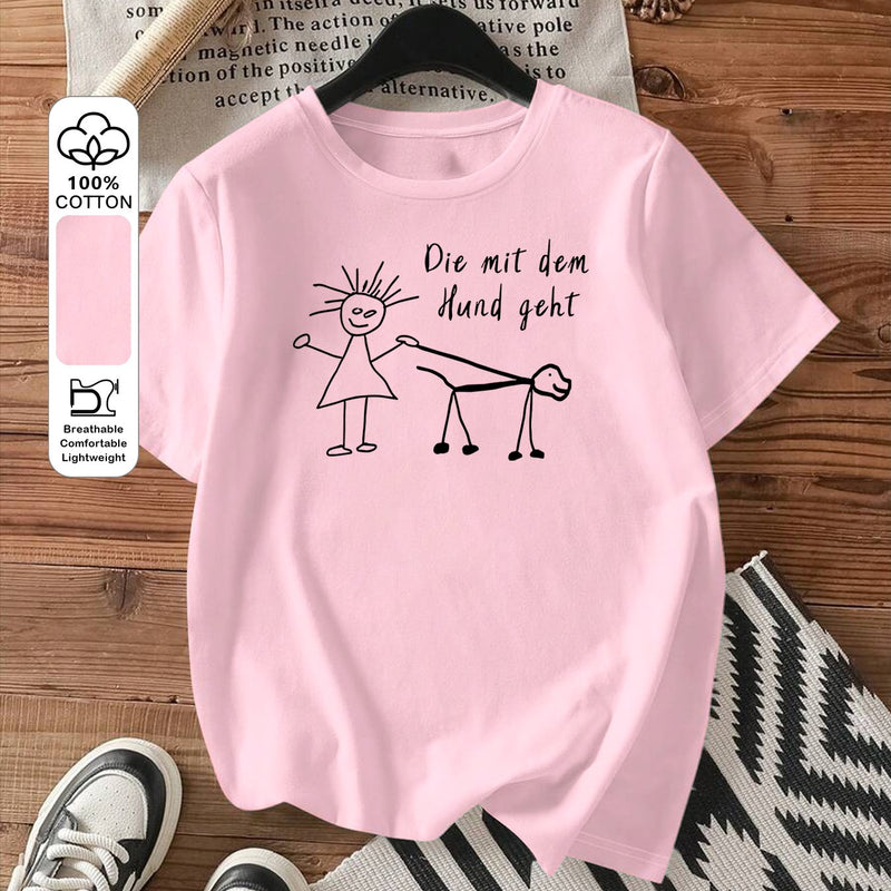 Women's Fashion Printed Round Neck Short Sleeve T-Shirt.