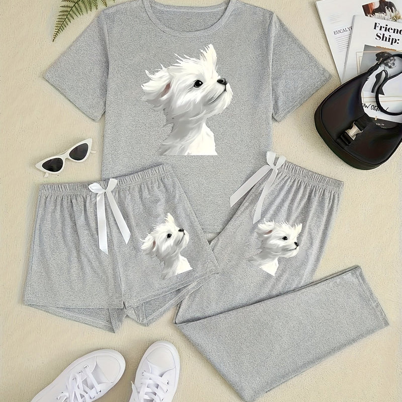 Top+Shorts+Pants 3pcs Set: Women's Summer/Fall Trendy Vacation Wear.