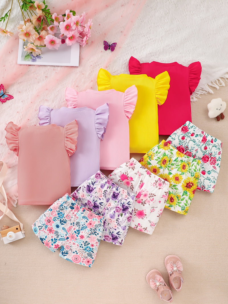 Ten-piece Girls' Casual Style Set with Purple.