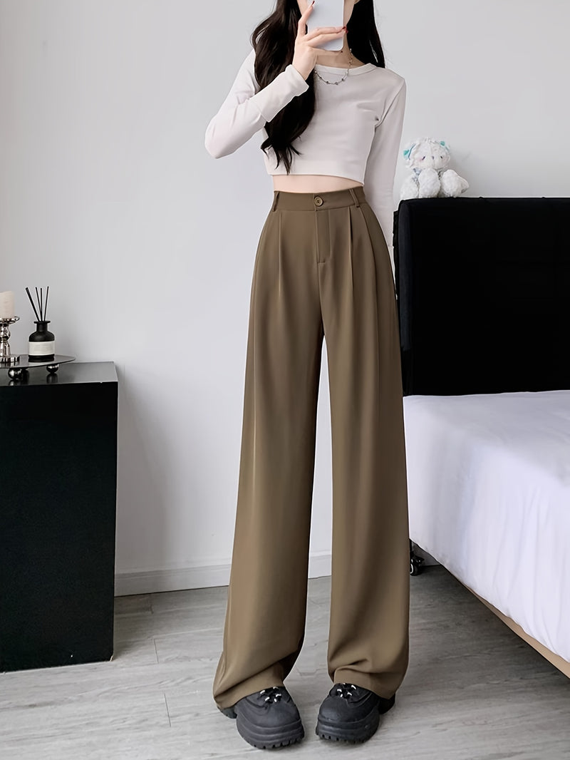 Women’s Long Tailored Trousers with a Single Button.
