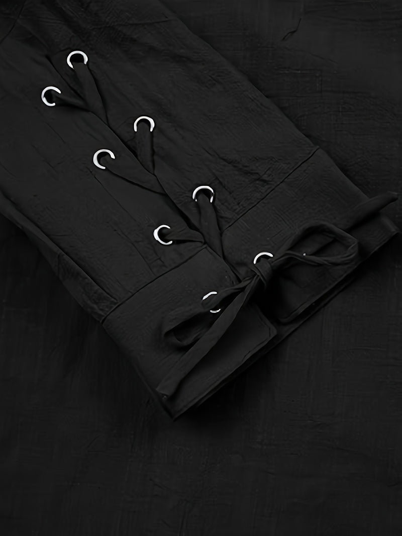 Men's Stand Collar Shirt with Drawstring Arm Bands.
