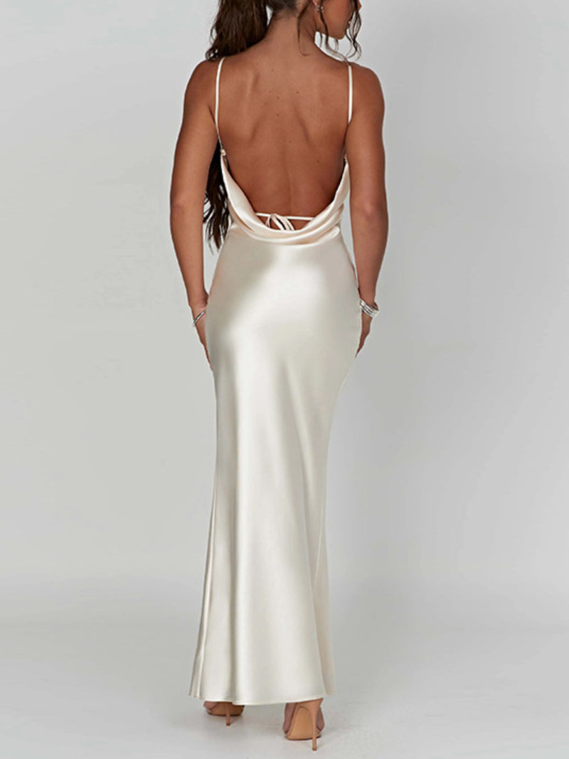 New Fashion Sexy Backless Slit Slim Suspender Dress Women's Wear.