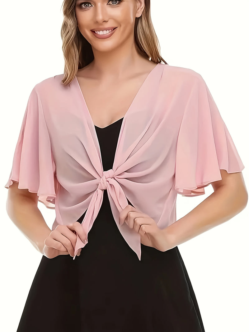 Women's Solid Color Short Sleeve Shirt Cardigan.
