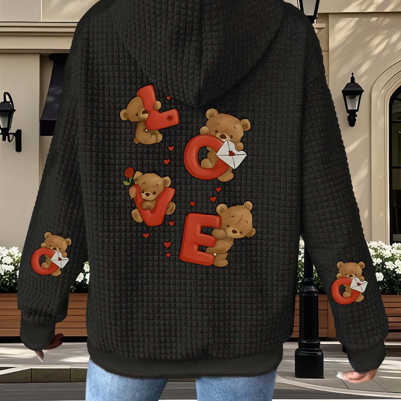 Women's Casual Waffle Zip-Up Hoodie.