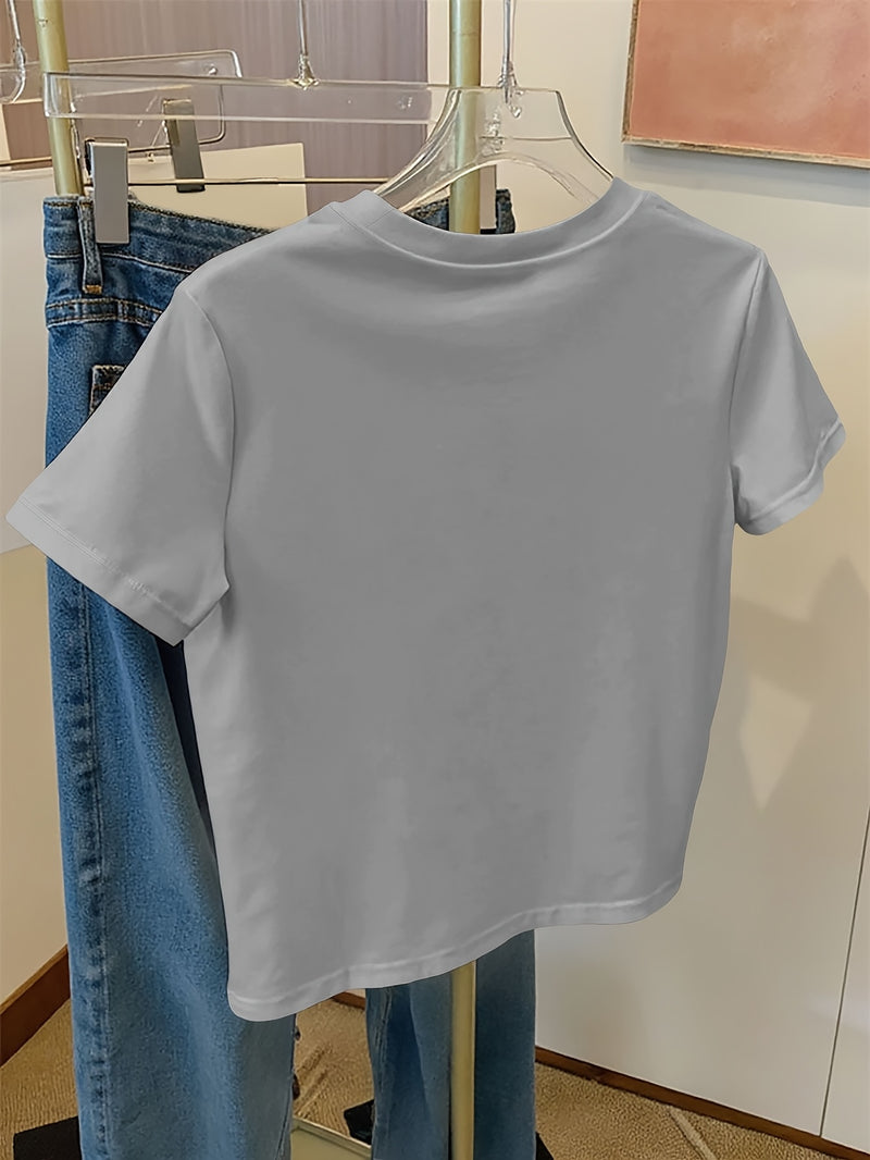 Women's Casual Home Printed Round Neck Pure Short Sleeve.