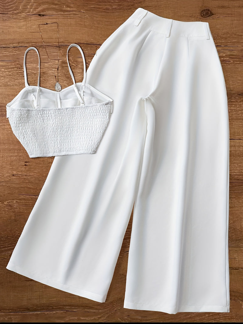 Women’s Solid Color Pants and Camisole Set.