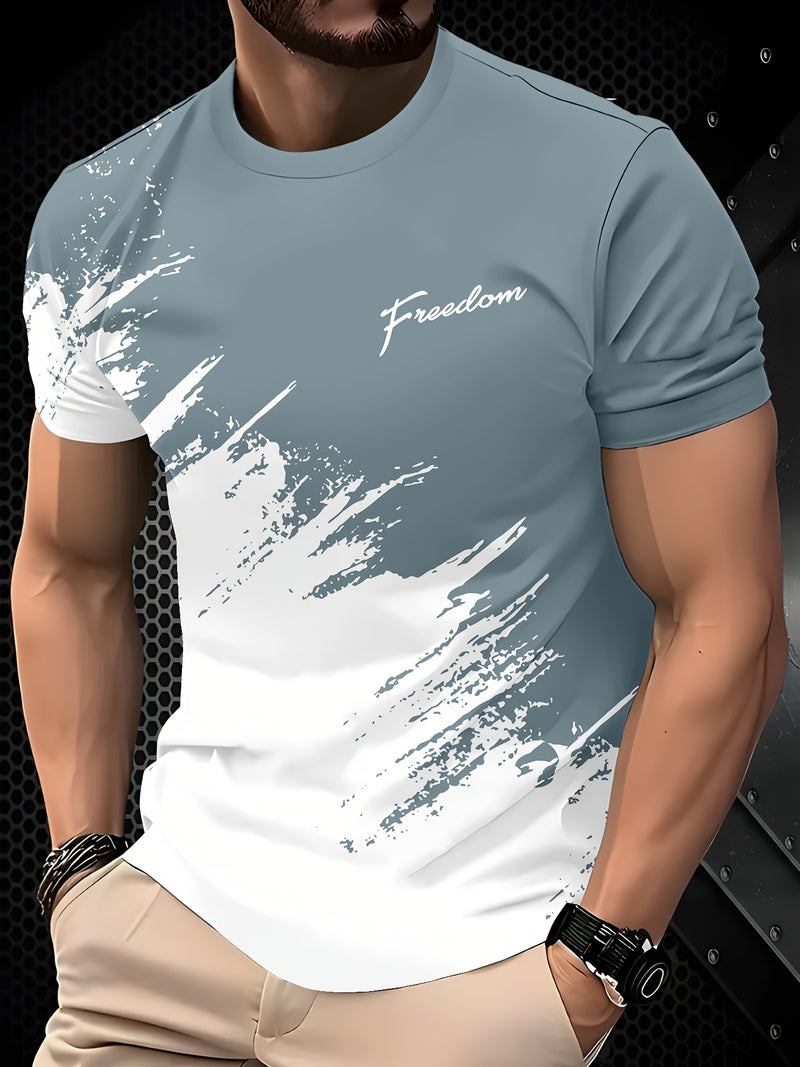 Men's 5pcs Letter Print Crew Neck Fashion Short Sleeve Sports T-Shirts.