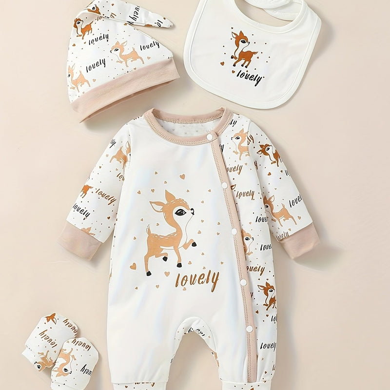 Newborn Baby Girl's Autumn/Winter Cartoon Long-Sleeve Casual Bodysuit.