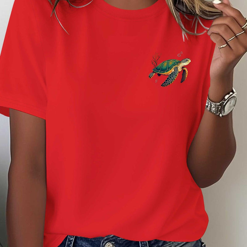 Women's Comfort Fit Seaweed Vibrant Sea Turtle Swimming T-Shirt.