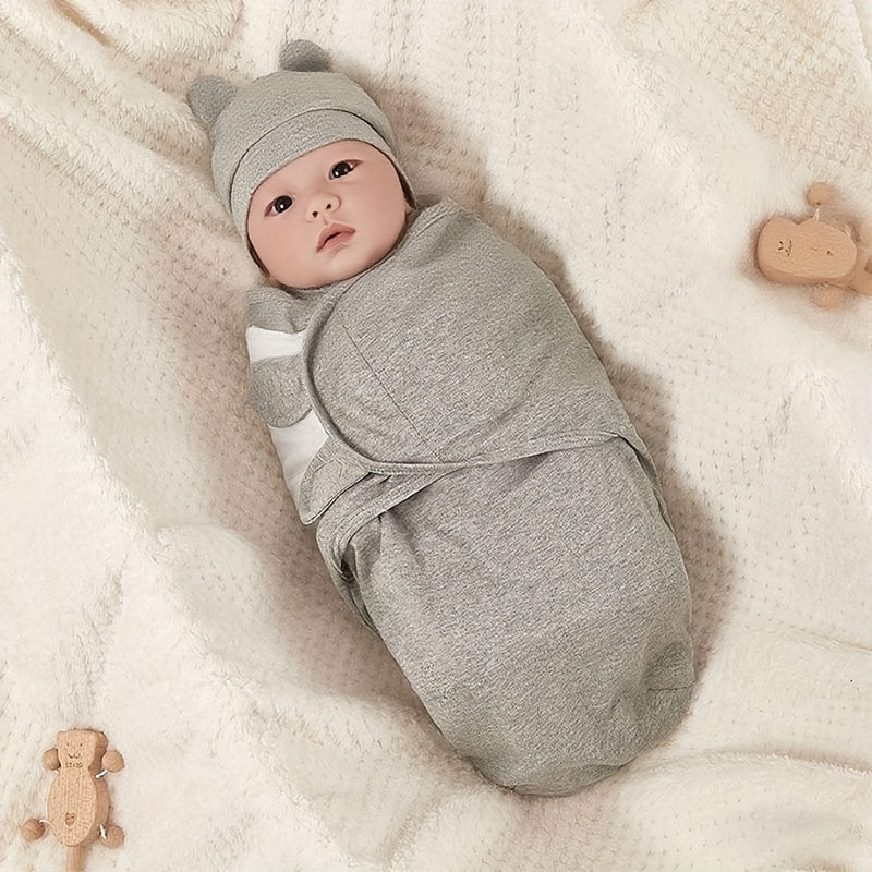 Baptism Gift Robe Printed Swaddle Blanket + Hat Set.