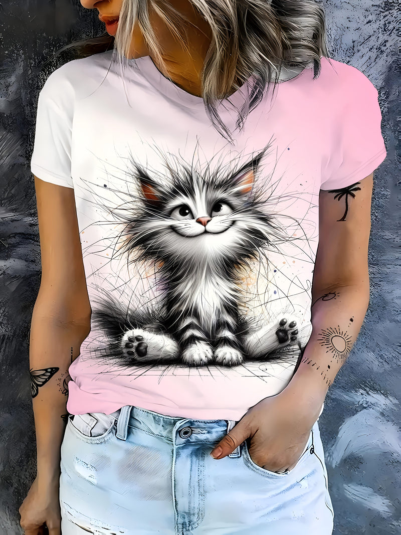 Elegant Women's Short Sleeve Round Neck Crew.