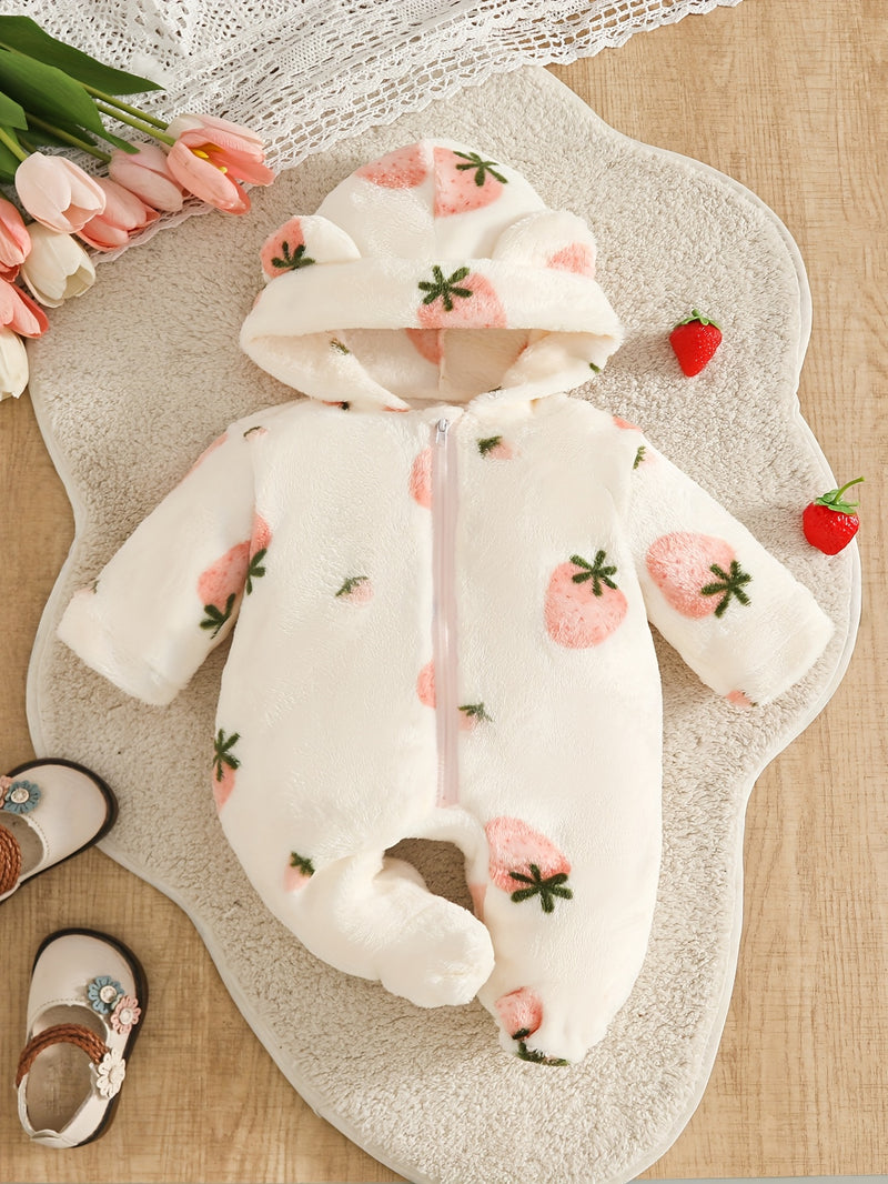 Infant Autumn And Winter Onesie for Boys And Girls, Hooded Outdoor Outfit.