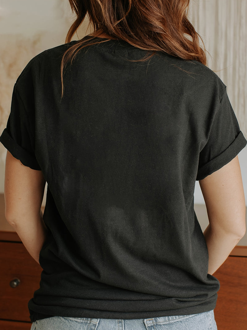 Cat Eating Sushi print t-shirt, short sleeve crew neck casual top for Women.