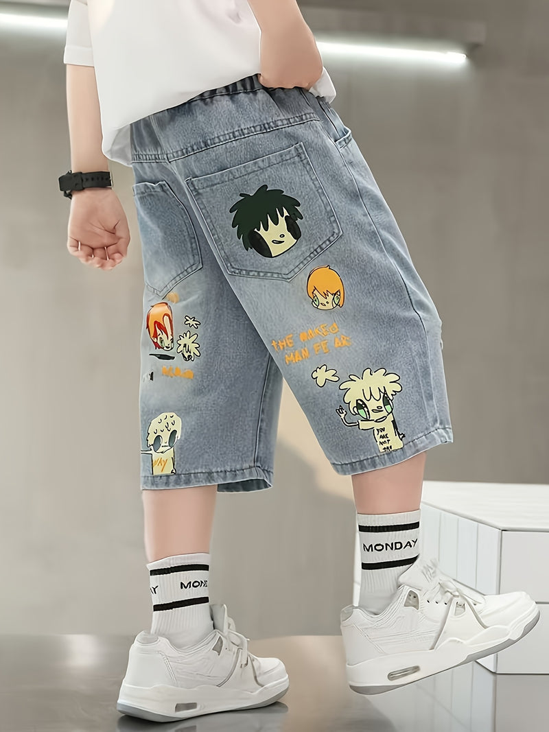 Boys' Denim Shorts | Casual Non-Stretch Fabric, Regular Fit, Summer Leisure.
