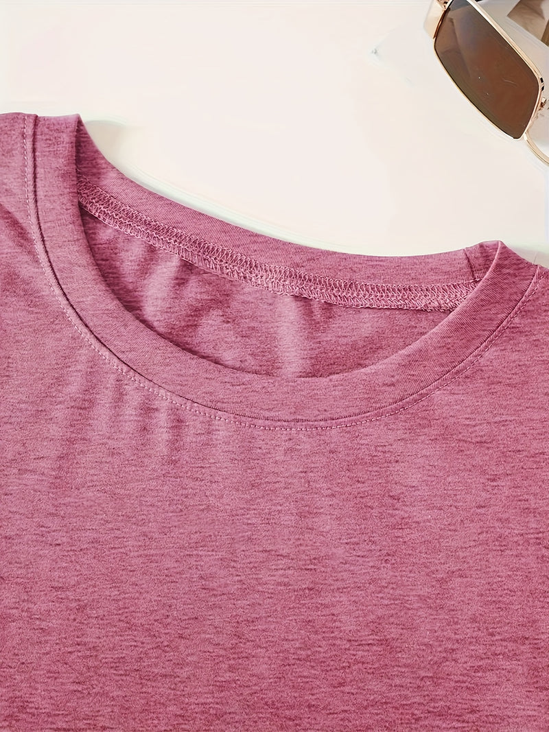 Women’s Casual Sports Vintage Loose Round-Neck Short-Sleeve T-Shirt.
