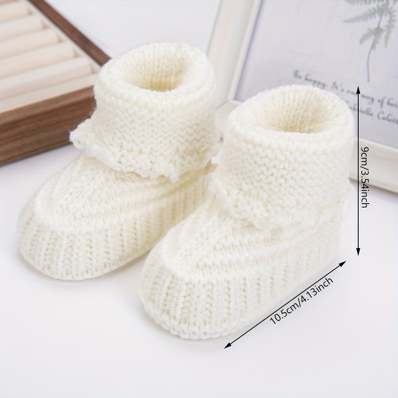2Pairs/Pack 0-12m Baby Knit Socks Solid Crochet Walking Socks.