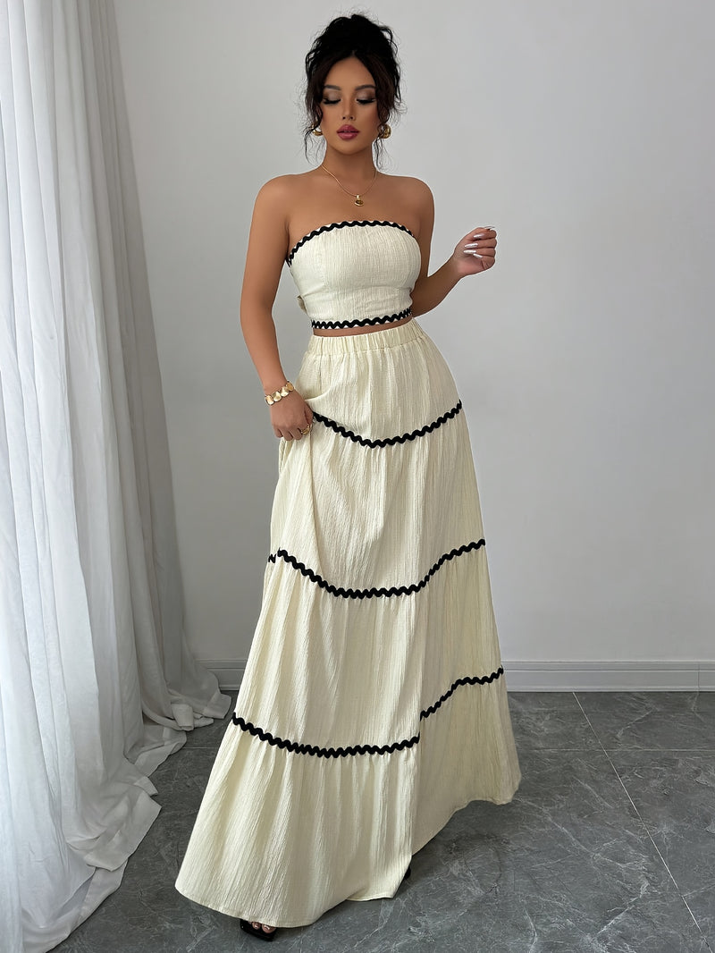 Women's Elegant Spring/Summer Top and Skirt Set for Parties.