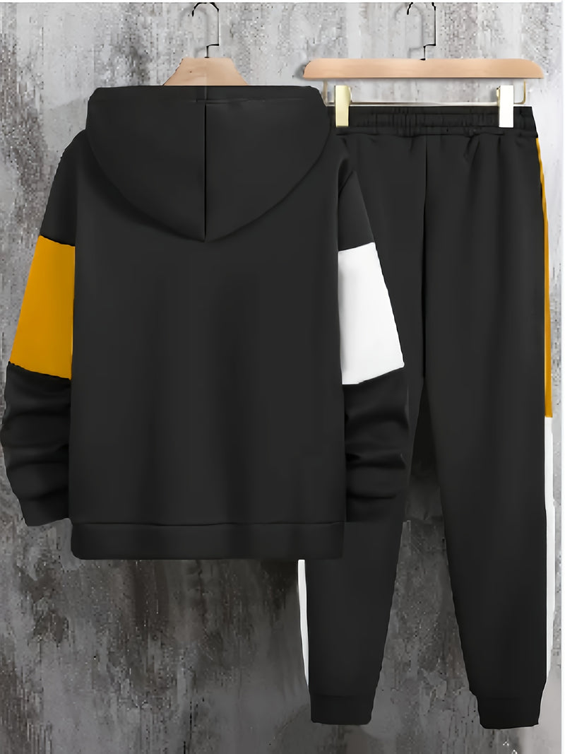 Men's Autumn And Winter Zip-Up Long Sleeve Sweatshirt And Long Pants Set.