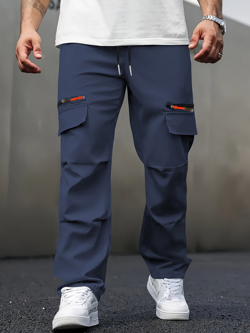 Men's Casual Cargo Pants with Multiple Pockets.
