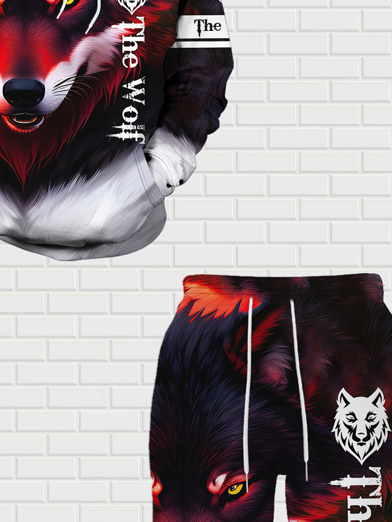 Red Dominant Wolf Pattern Personality Fashion Comfortable Men's.