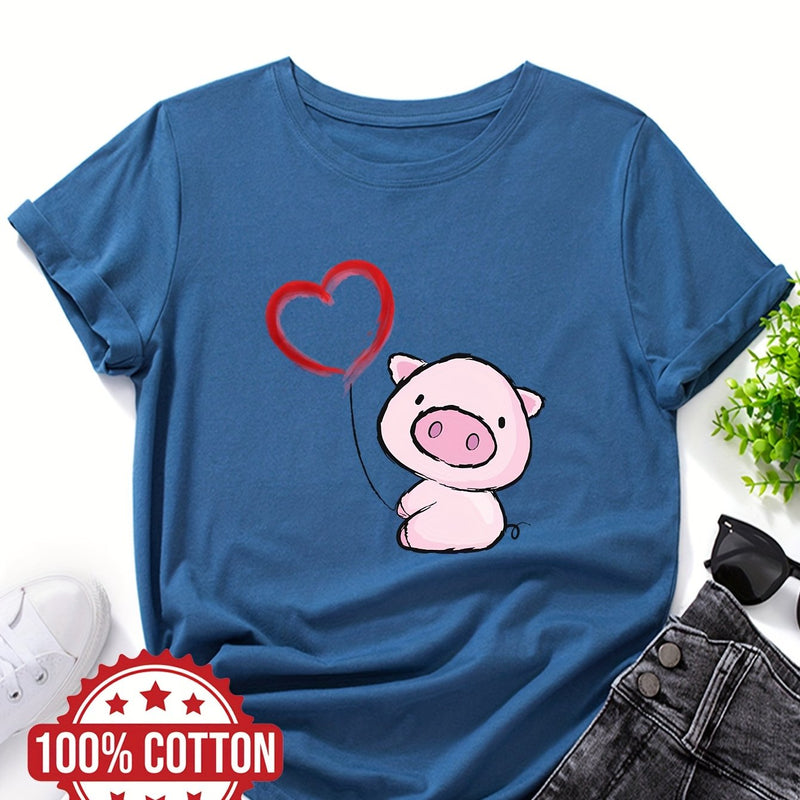Women's Cute & Heart Balloon Print T-Shirt.