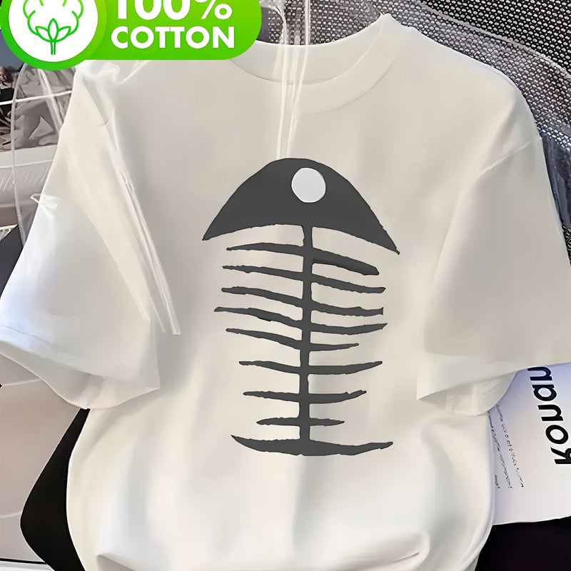 Women’s T-Shirt with Fish Bone Graphic.