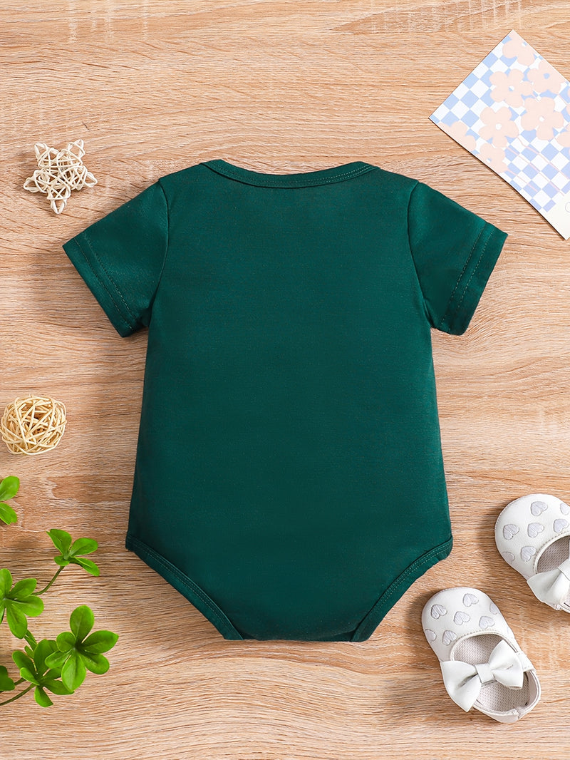 Baby Boy Summer Short-Sleeved Cartoon "Little Turtle" Print Romper, for Outdoor.