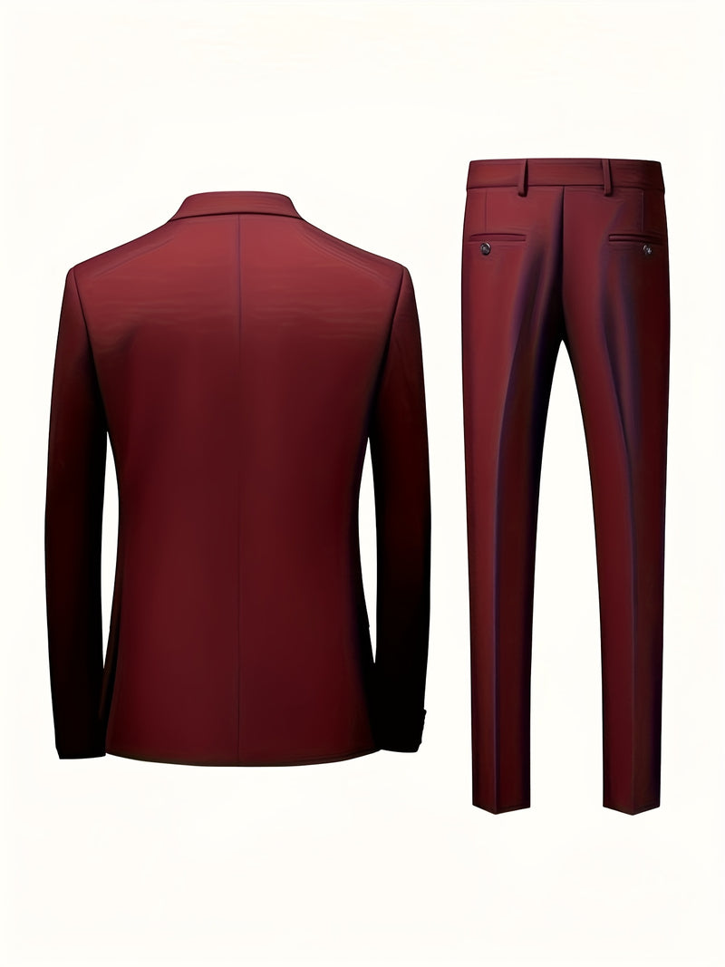 Men's Three-Piece Suit, Formal Business Attire Set, Includes Jacket.