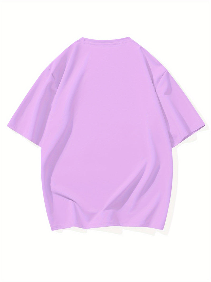 Women's Fashion Letter Print Round Neck Short Sleeve T-Shirt.