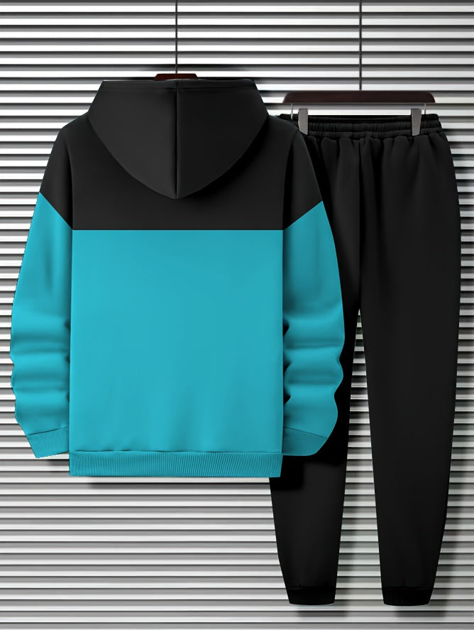 Men's Printed Hoodie Sweatshirt Casual 2pcs Set.