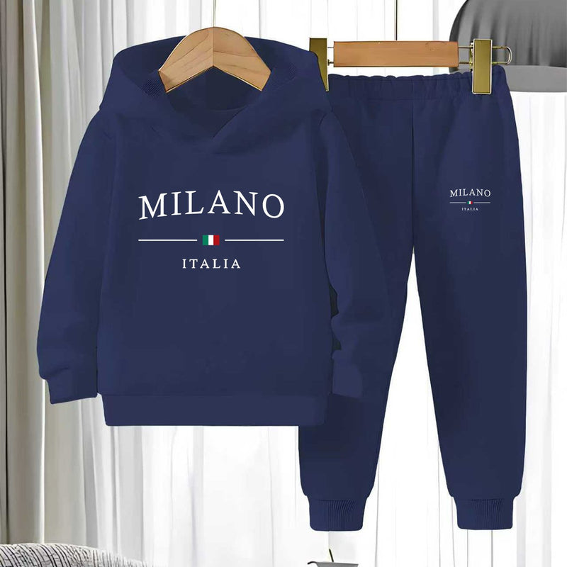 2pcs Set Boys Hoodie Outfit Knitted Comfortable Casual Sweatshirt And Pants.