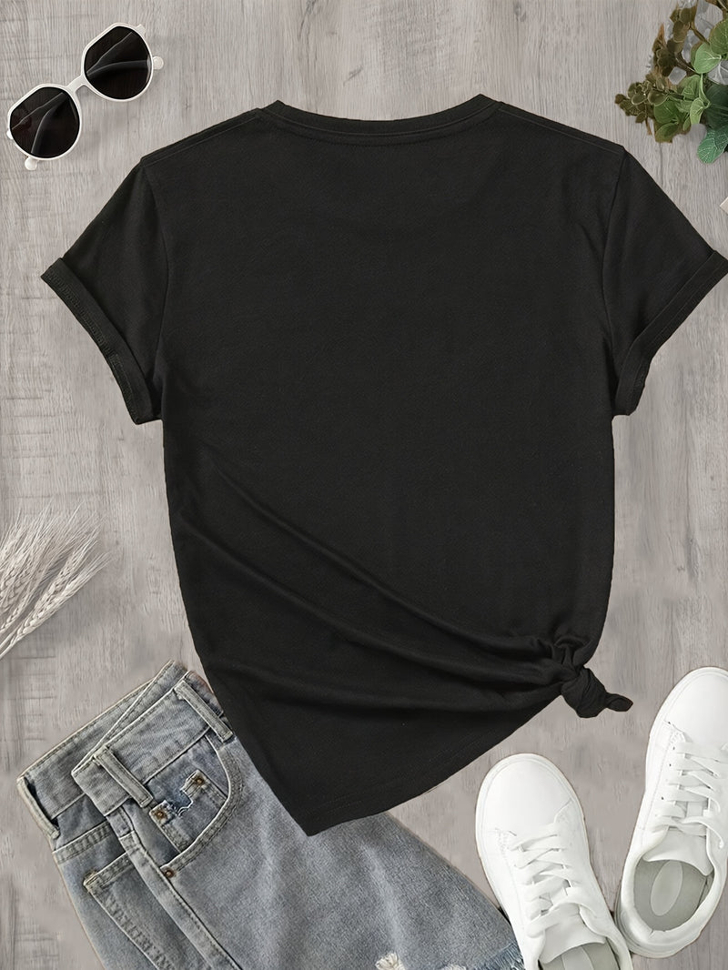 Women’s Graphic Print T-shirt Crew Neck Casual.