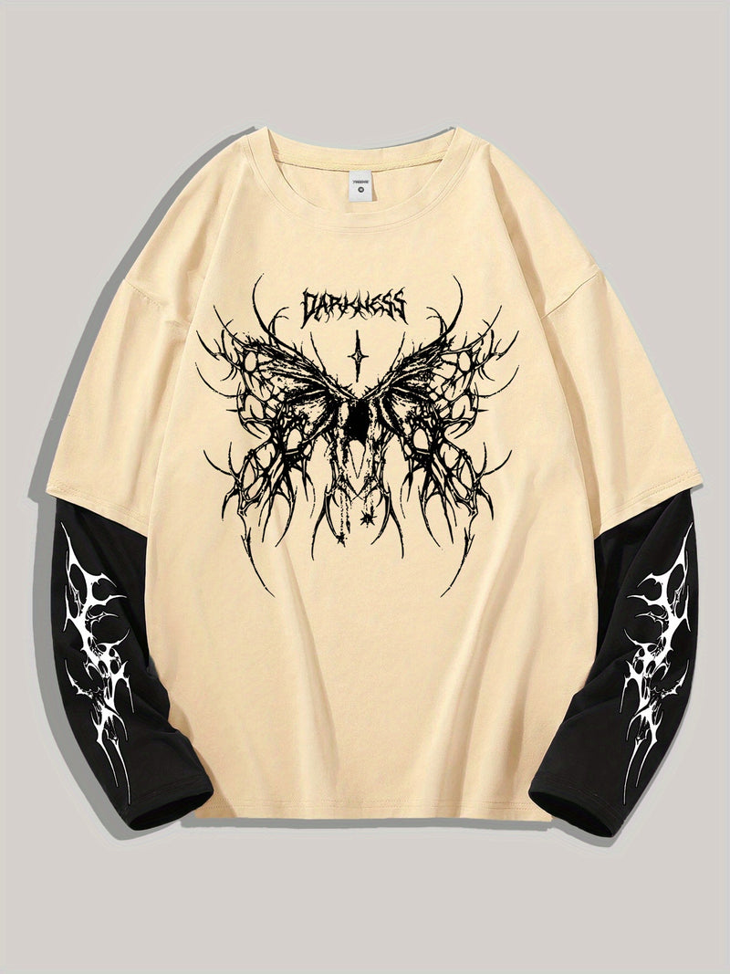 Men's High Street Hip-Hop Dark Style Print T-Shirt.