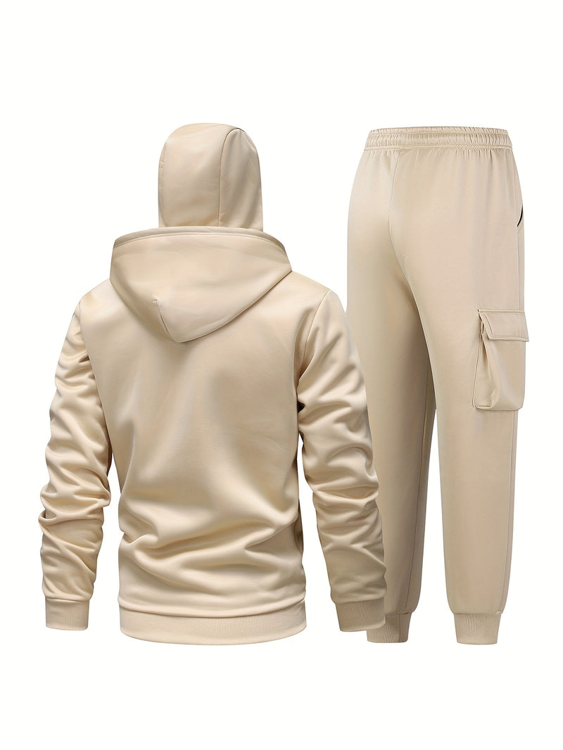 Men's Casual Hooded Sweatshirt & Jogger Set.