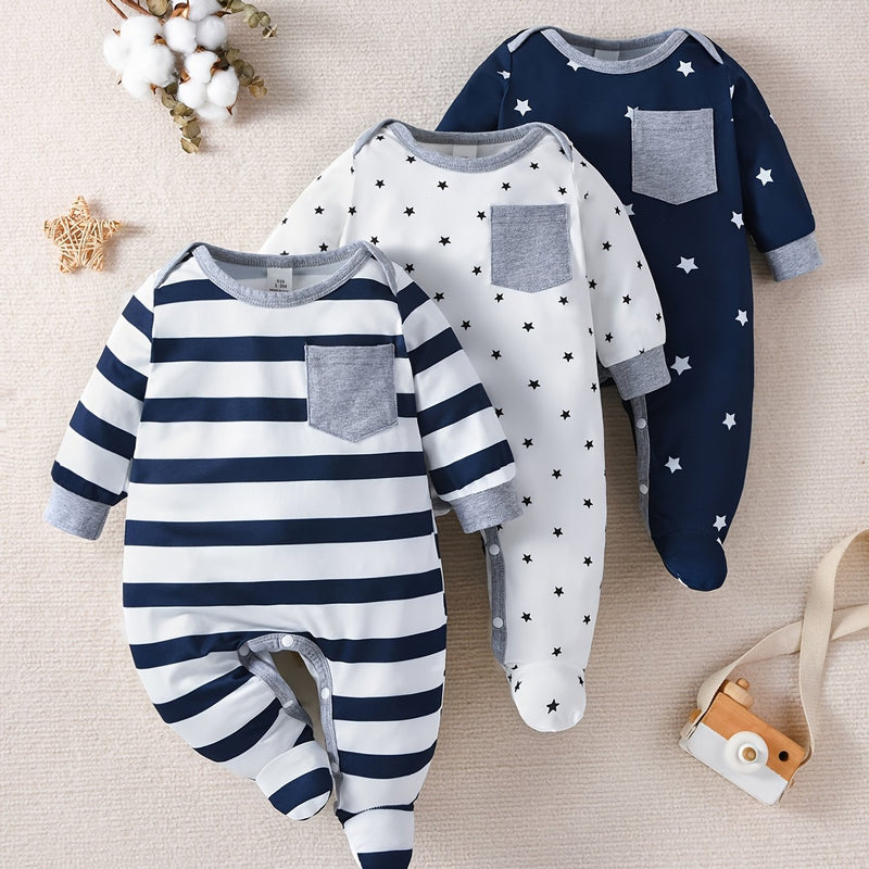 Newborn Multi-Piece Footed Romper Set, Perfect for Outdoor.