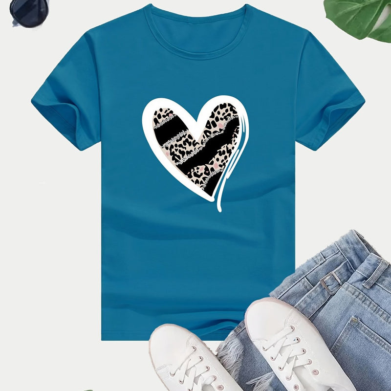Women’s Casual Sports Loose Heart Graphic T-shirt.